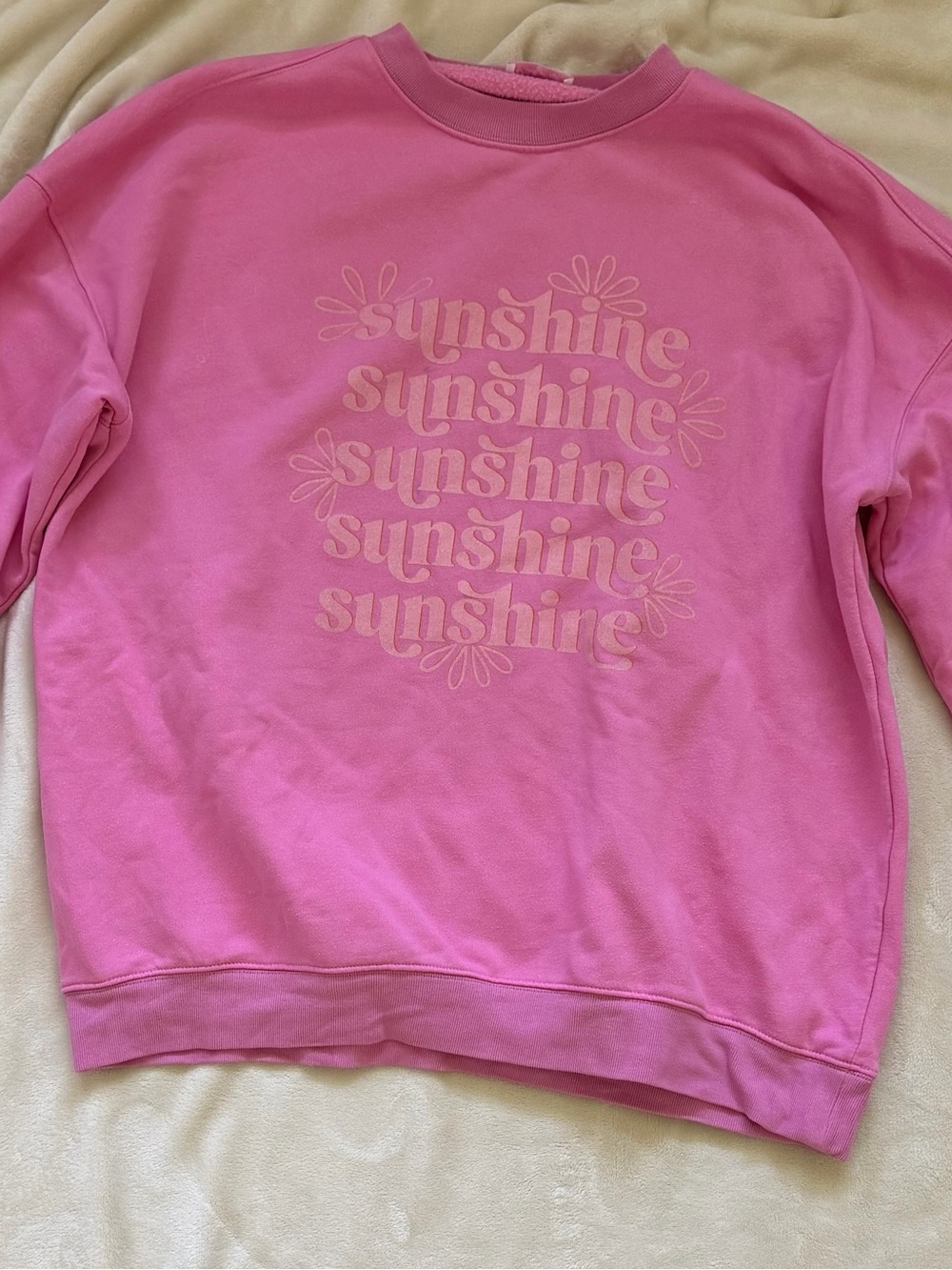Pink Lily Pink Oversized 'Sunshine' Crewneck Sweatshirt